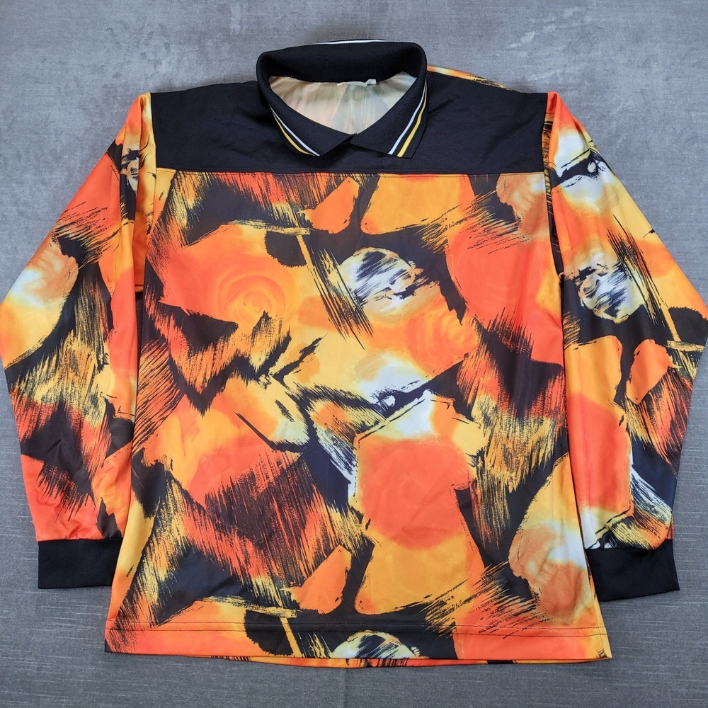 High Five Sportswear Mens Small Abstract Graphic Goalie Jersey USA Shirt‎ Orange